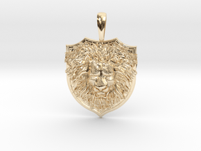 Brave Lion Pendant Jewelry Necklace in 14k Gold Plated Brass