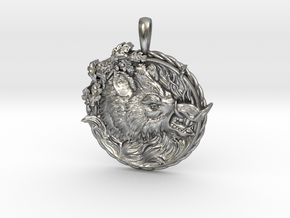MIGHTY BOAR Symbol Jewelry Pendant in Natural Silver