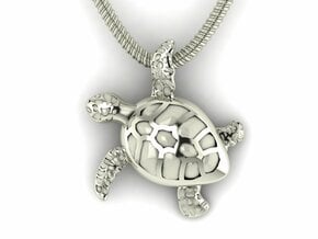 Sea turtle pendant in Fine Detail Polished Silver