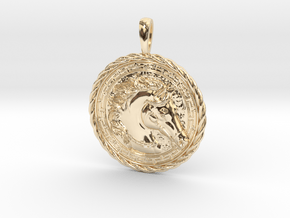 Horse Symbol Jewelry Pendant in 14k Gold Plated Brass