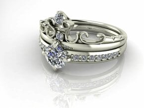 Crown ring Princess 3 NO STONES SUPPLIED in Fine Detail Polished Silver