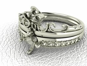 Crown ring Princess 3 NO STONES SUPPLIED in 14k White Gold