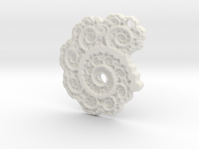 3D Fractal Lace Pendant in White Natural Versatile Plastic