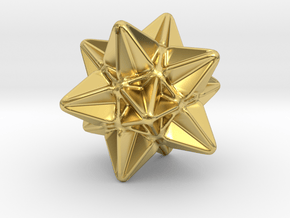 Great Icosahedron - 10 mm - Rounded V2 in Polished Brass