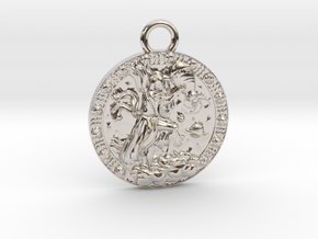 Medallon-aquarious-35mm in Rhodium Plated Brass