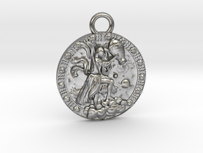Medallon-aquarious-35mm in Natural Silver