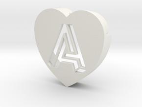 Heart shape DuoLetters print A in White Natural Versatile Plastic