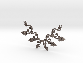 Floral Pendant in Polished Bronzed Silver Steel