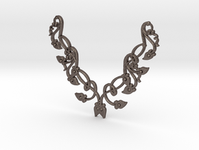 Floral Pendant in Polished Bronzed Silver Steel