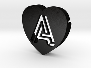 Heart shape DuoLetters print A in Matte Black Steel