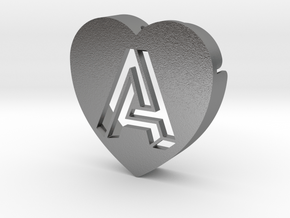 Heart shape DuoLetters print A in Natural Silver
