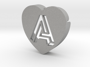 Heart shape DuoLetters print A in Aluminum
