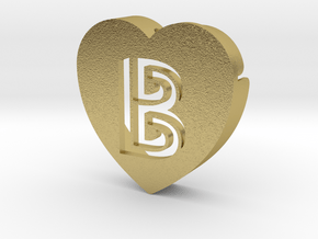 Heart shape DuoLetters print B in Natural Brass