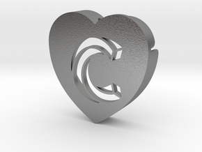 Heart shape DuoLetters print C in Natural Silver