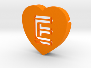 Heart shape DuoLetters print E in Orange Processed Versatile Plastic