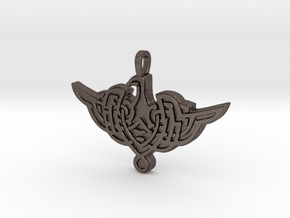 Celtic Bird Medallion in Polished Bronzed Silver Steel
