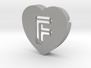 Heart shape DuoLetters print F in Aluminum