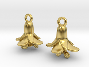 Arabidopsis Flower Earrings - Science Jewelry in Polished Brass