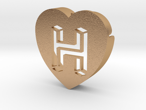Heart shape DuoLetters print H in Natural Bronze