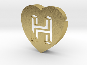 Heart shape DuoLetters print H in Natural Brass