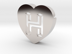 Heart shape DuoLetters print H in Platinum