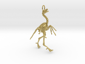 Archaeopteryx Pendant - Paleontology Jewelry in Natural Brass
