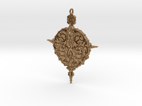 Baroque Ornament Amulet in Natural Brass