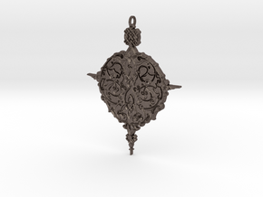 Baroque Ornament Amulet in Polished Bronzed Silver Steel