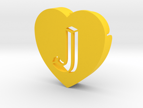 Heart shape DuoLetters print J in Yellow Processed Versatile Plastic