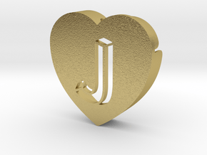 Heart shape DuoLetters print J in Natural Brass