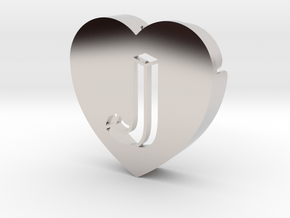 Heart shape DuoLetters print J in Platinum