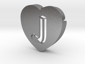 Heart shape DuoLetters print J in Natural Silver