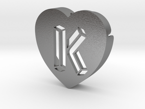 Heart shape DuoLetters print K in Natural Silver
