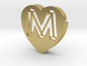 Heart shape DuoLetters print M in Natural Brass