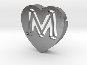 Heart shape DuoLetters print M in Natural Silver