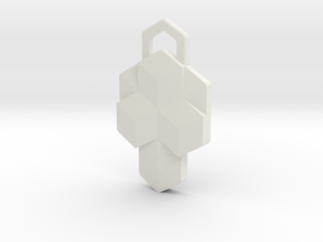 Tesseract Pendant in White Natural Versatile Plastic