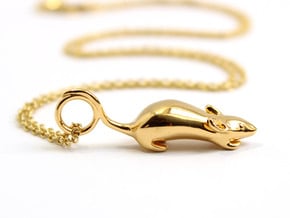 Mouse Pendant - Science Jewelry in 14k Gold Plated Brass