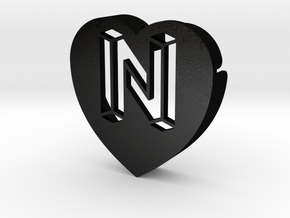 Heart shape DuoLetters print N in Matte Black Steel