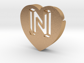 Heart shape DuoLetters print N in Natural Bronze