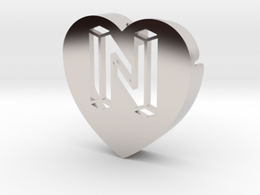 Heart shape DuoLetters print N in Platinum