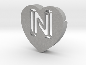 Heart shape DuoLetters print N in Aluminum