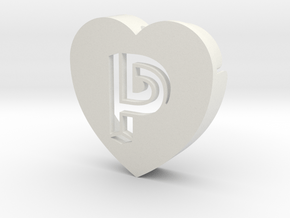 Heart shape DuoLetters print P in White Natural Versatile Plastic