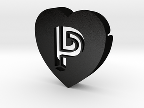 Heart shape DuoLetters print P in Matte Black Steel