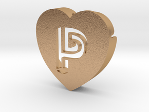 Heart shape DuoLetters print P in Natural Bronze