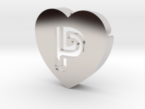 Heart shape DuoLetters print P in Platinum