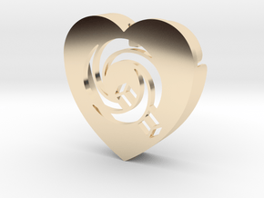 Heart shape DuoLetters print Q in 14K Yellow Gold