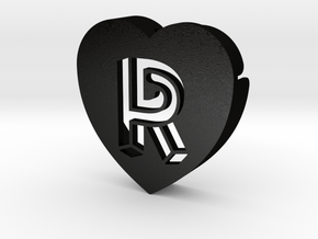 Heart shape DuoLetters print R in Matte Black Steel
