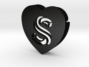 Heart shape DuoLetters print S in Matte Black Steel