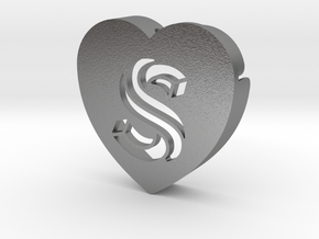 Heart shape DuoLetters print S in Natural Silver