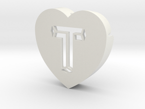 Heart shape DuoLetters print T in White Natural Versatile Plastic